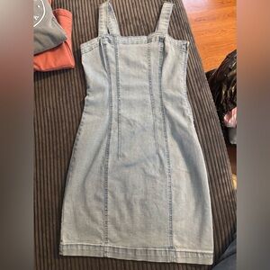 Forever 21 Light Blue Denim Midi Dress